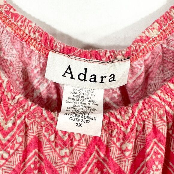 Adara Plus Size 3X Top Tunic Pink Tan Elastic Neck Crochet Lace Trim Stretch 737 - Picture 9 of 10